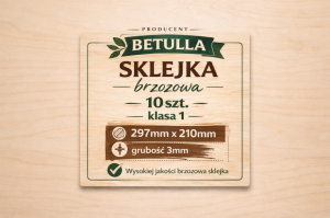 Sklejka 3mm brzozowa A4 297x210mm kl. 1 - 10szt.