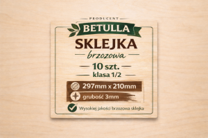Sklejka 3mm brzozowa A4 297x210mm kl. 1/2 -10szt.