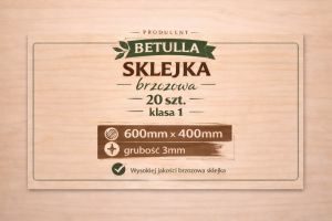 Sklejka 3mm brzozowa 600x400mm kl.1 - 20szt.