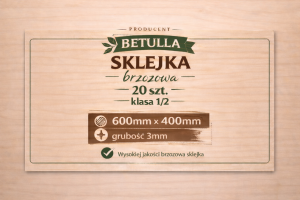 Sklejka 3mm brzozowa 600x400mm kl.1/2 - 20szt.