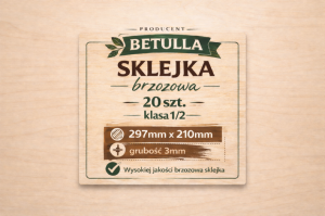 Sklejka 3mm brzozowa A4 297x210mm kl. 1/2 - 20szt.